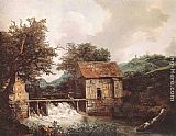 Open Canvas Paintings - Two Watermills and an Open Sluice near Singraven